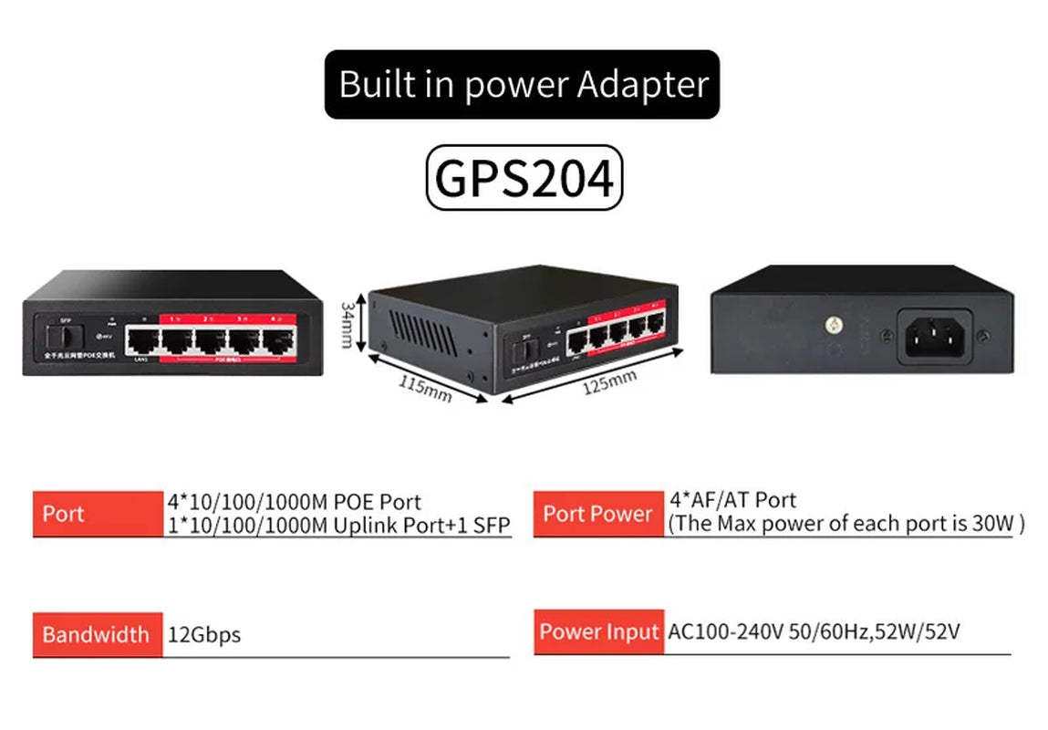 Cloud-Managed POE Switch 4/8/16 Port 48V Active POE Desktop 100/1000Mbps SFP APP Control Switch Pulg and Play IP Camera