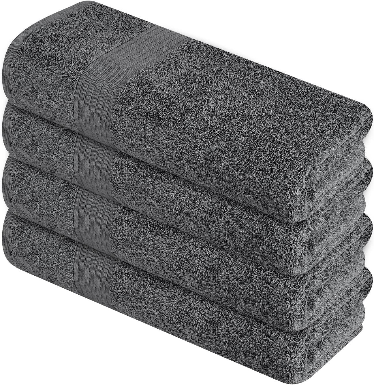Pack of 4 XL Bath Towels 30 X 60 Inches, Extra Large, 100% Cotton, Heavy Weight, Absorbent & Soft, Perfect for Bathroom, Dark Grey