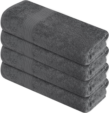 Pack of 4 XL Bath Towels 30 X 60 Inches, Extra Large, 100% Cotton, Heavy Weight, Absorbent & Soft, Perfect for Bathroom, Dark Grey
