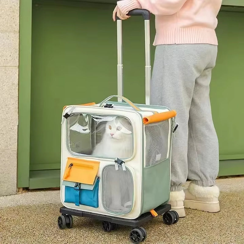 Extra Large Portable Pet Trolley Case, Detachable Dog Trolley Case, Large Foldable Pet Bag Cat Travel Carrier Bag