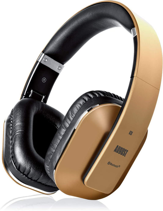 EP650 Bluetooth over Ear Wireless Stereo NFC 3.5Mm Headphones with Rechargeable Battery, Multipoint and Built-In Microphone for Mobile Phones, Iphone, Ipad, Laptops, Tablets, Smartphones - Gold