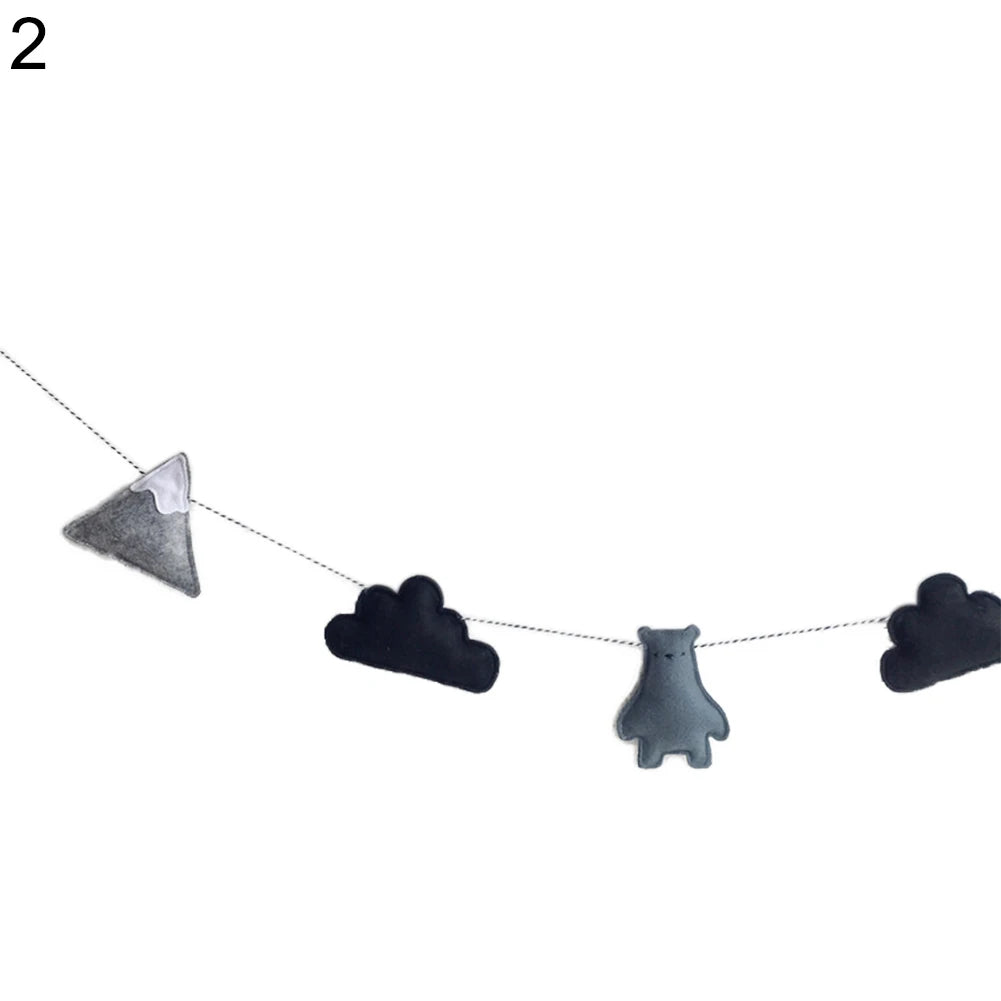 Nordic Felt Cloud Garland Bunting Kids Baby Room Nursery Hanging Wall Decor Wall Hanging DIY Home Decoration