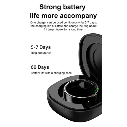 Smart Ring R08 Health and Sleep Monitor 5ATM Waterproof Sports Fitness Tracker with Charging Case for Xiaomi Samsung Phone