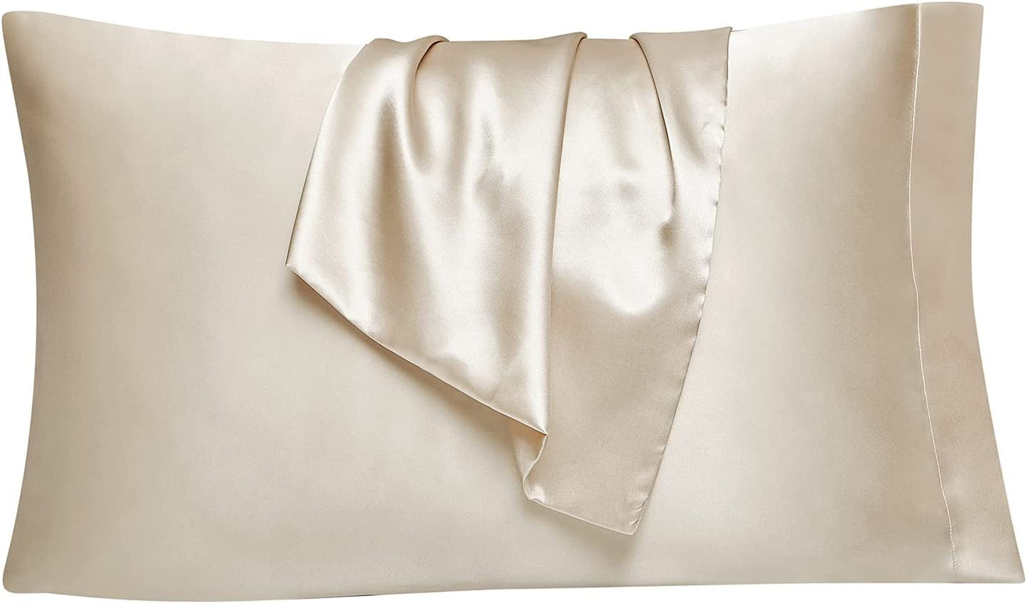 Satin Pillowcase Queen Set of 2, Soft Pillowcases for Hair and Skin Similar to Silk, Beige Pillow Cases 2 Pack with Envelope Closure, 20X30 Inches