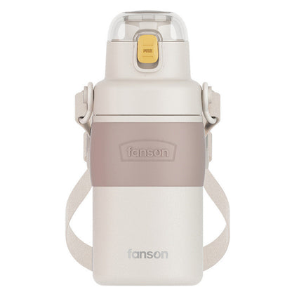 Stainless Steel Vacuum Flask With Strap And Large Capacity Water Bottle