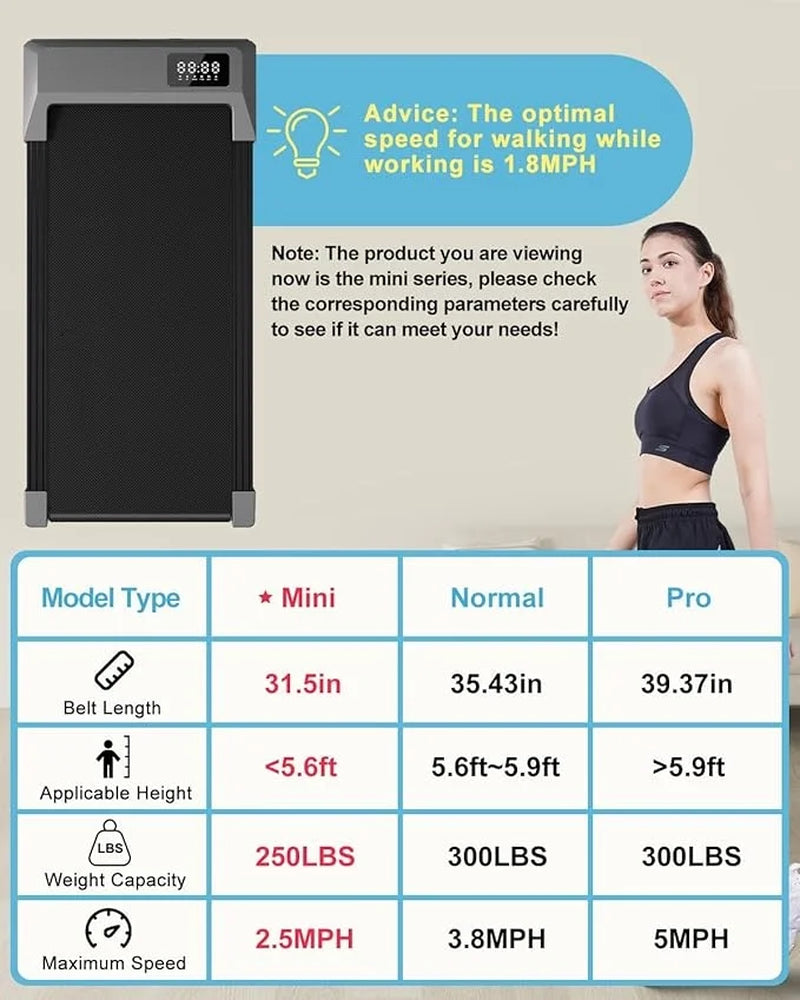 Walking Pad, Walking Treadmill under Desk Treadmill 2 in 1 for Home/Office with Remote Control, Small Treadmill with LED Display(Gary)