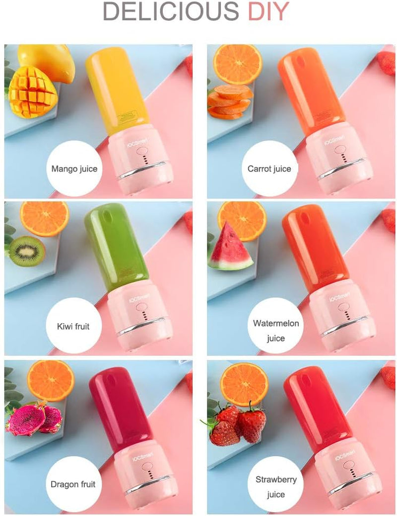 Portable Blender on the Go, Mini Blender for Shakes and Smoothies, Personal Juicer Blender USB Rechargeable with Juice Cup Lid 4000Mah Battery (Pink 2)