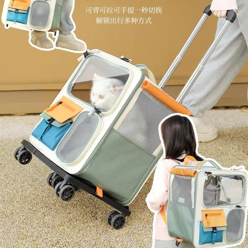 Extra Large Portable Pet Trolley Case, Detachable Dog Trolley Case, Large Foldable Pet Bag Cat Travel Carrier Bag