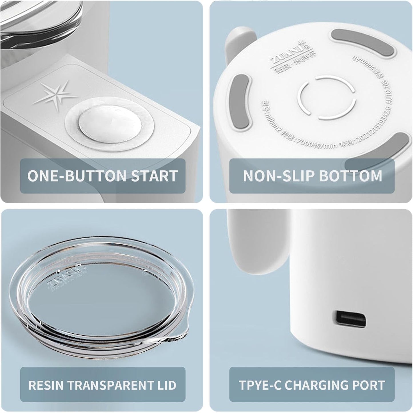 Self Stirring Coffee Mug 12.2 Oz, Electric Mixing Cup with Magnetic Stirrer & Anti-Sedimentation, Rechargeable Travel Mug for Coffee, Milk, Hot Cocoa (White)
