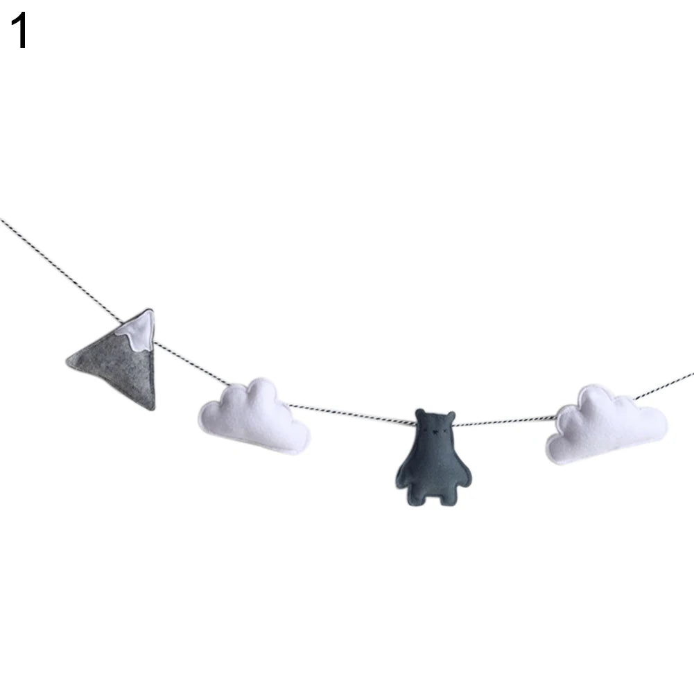 Nordic Felt Cloud Garland Bunting Kids Baby Room Nursery Hanging Wall Decor Wall Hanging DIY Home Decoration