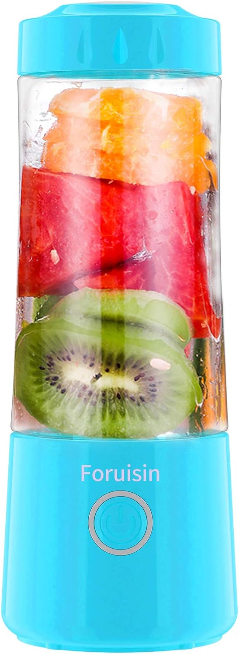 Portable Blender, Personal Blender 14 OZ Smoothie Maker Blender, Personal Smoothie Mixer, Usb Rechargeble Baby Milkshake Mixing with Six Blades, Blue