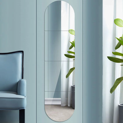 4 Pcs Full Length Acrylic Mirror Set Self Adhesive Acrylic Mirror DIY Flexible Mirror Stickers for Living Room Bathroom Decor