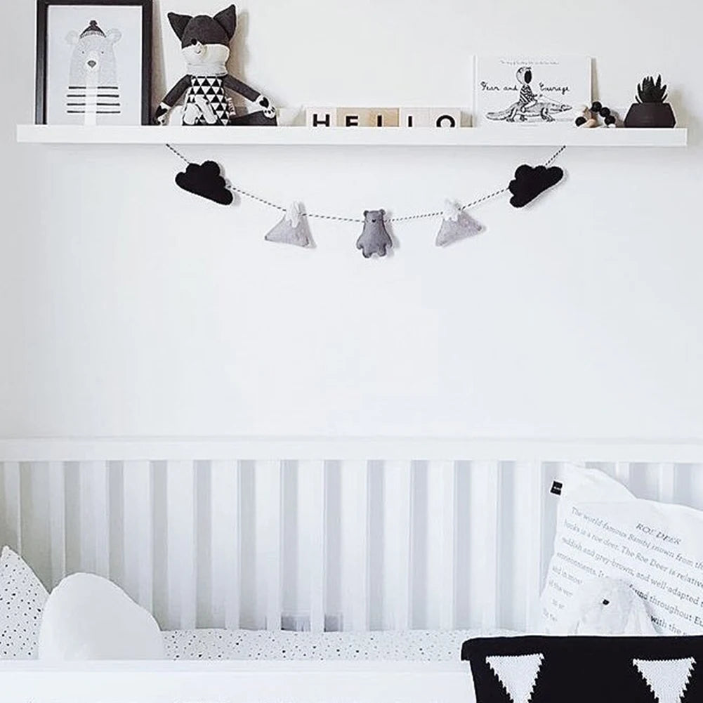 Nordic Felt Cloud Garland Bunting Kids Baby Room Nursery Hanging Wall Decor Wall Hanging DIY Home Decoration