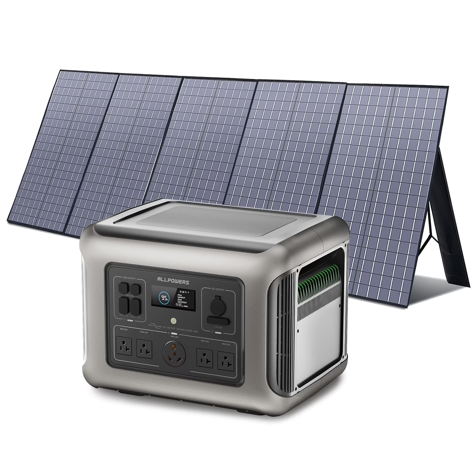 R2500 Portable Solar Generator Kit, 400W Foldable Solar Panel with 2016Wh Lifepo4 Battery Portable Power Station 2500W [Shipping Separately]