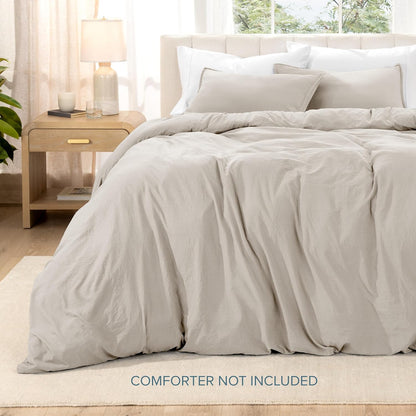 Microfiber Duvet Cover Set - Ultra Soft Washed Microfiber - Twin/Twin Extra Long - Linen-Like Look - Easy Care - Breathable Fabric - Our Softest Duvet Cover Set (Twin/Twin XL, Fog)
