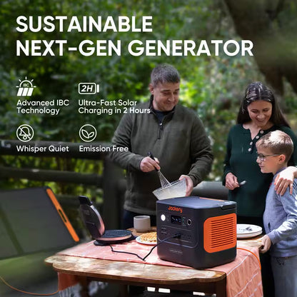 2000W Output/4000W Peak Solar Generator 1000 plus Expandable Push Button Start Battery Lifepo4 W/Two 100W Solar Panels