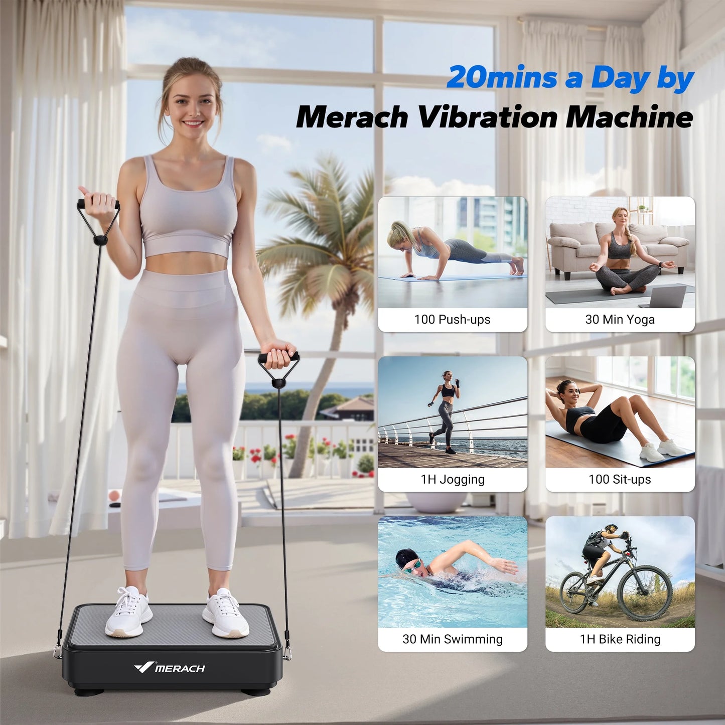 Vibration Plate Exercise Machine Mini for Lymphatic Drainage Whole Body Shaker Weight Loss for Women Men Seniors