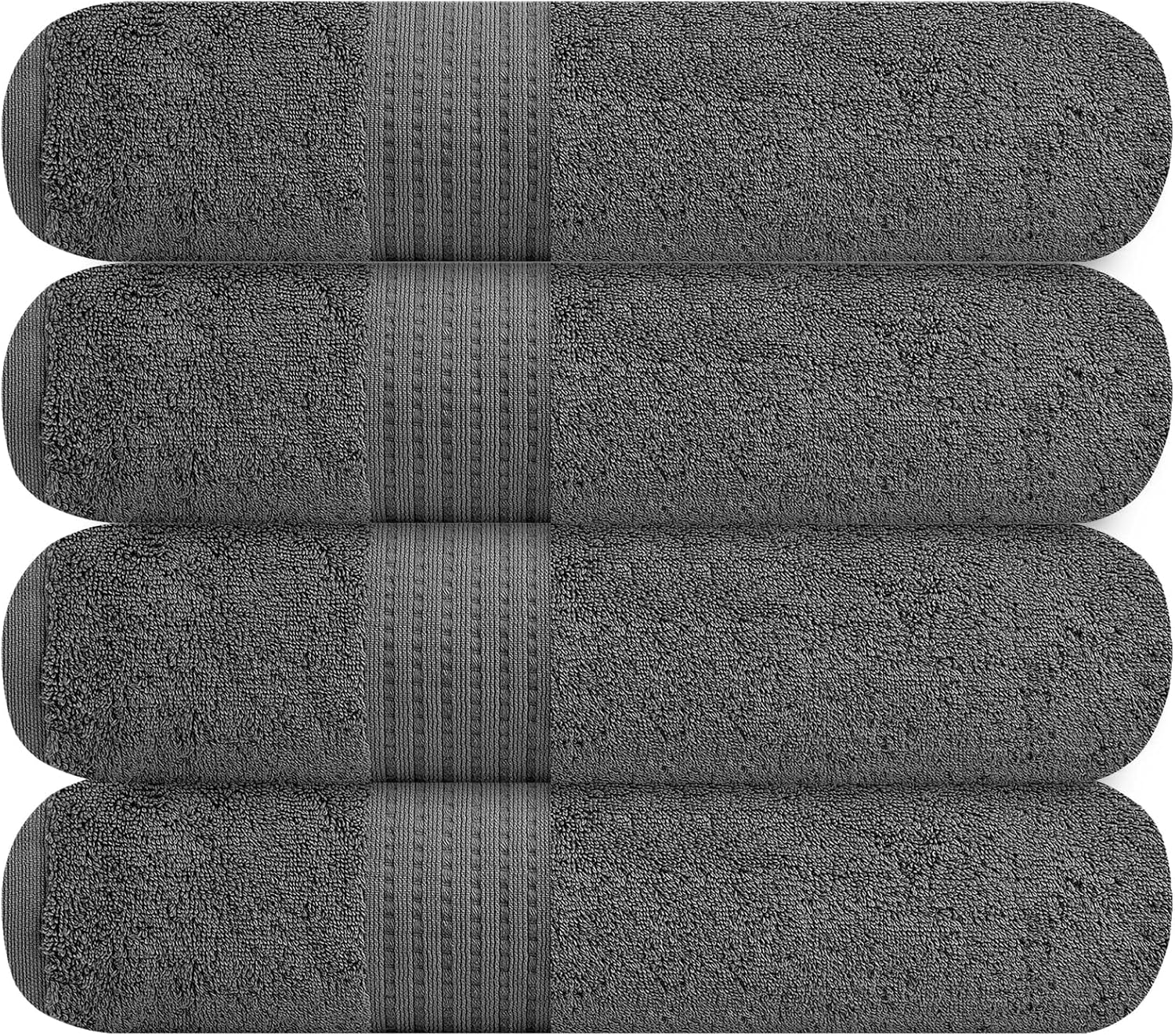 Pack of 4 XL Bath Towels 30 X 60 Inches, Extra Large, 100% Cotton, Heavy Weight, Absorbent & Soft, Perfect for Bathroom, Dark Grey