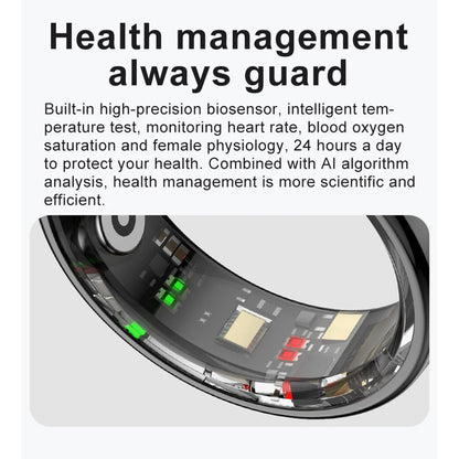 Smart Ring R08 Health and Sleep Monitor 5ATM Waterproof Sports Fitness Tracker with Charging Case for Xiaomi Samsung Phone