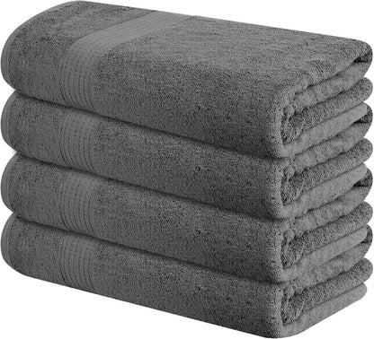 Pack of 4 XL Bath Towels 30 X 60 Inches, Extra Large, 100% Cotton, Heavy Weight, Absorbent & Soft, Perfect for Bathroom, Dark Grey