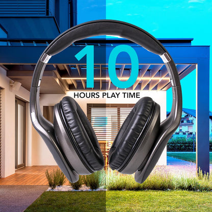 Ihip Side Swipe Touch Control Wireless Bluetooth Headphones over Ear - Foldable, Soft Memory-Protein Earmuffs, W/Built-In Mic and Wired Mode for Pc/Cell Phones/Tv - Black - Touch Only + Knob