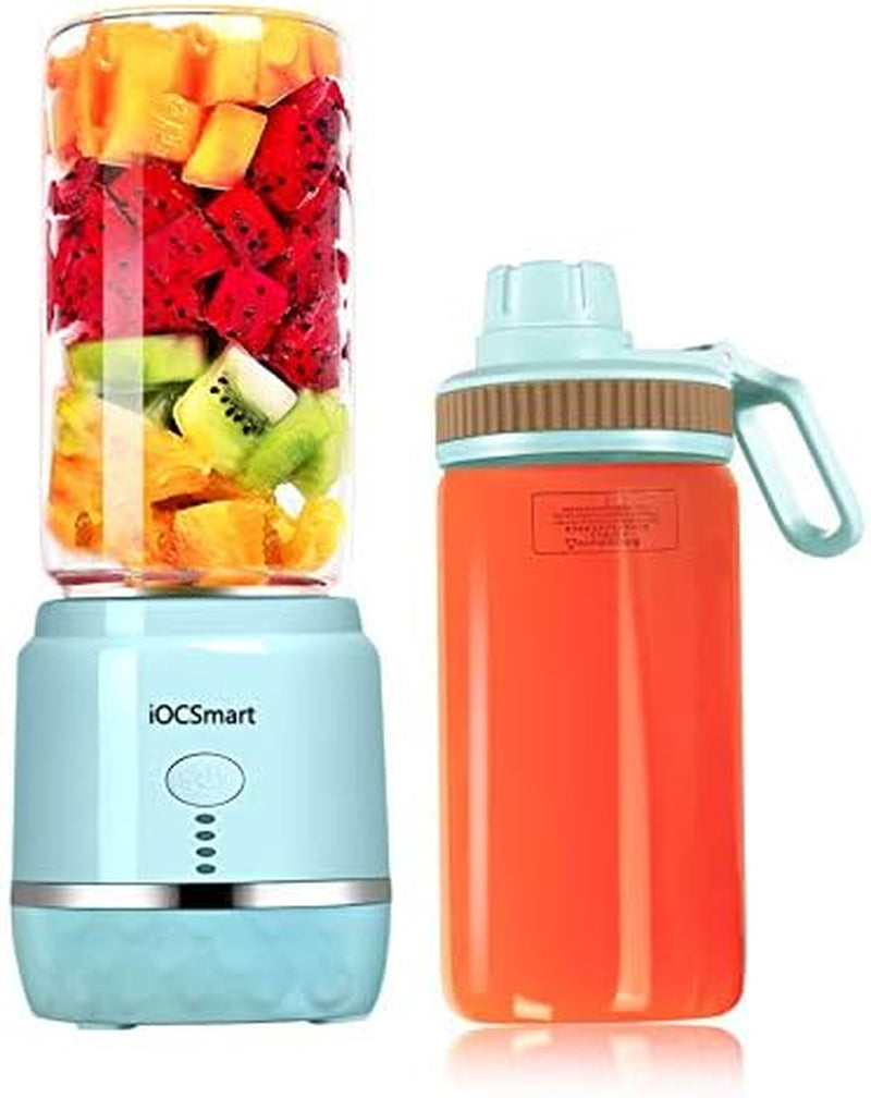 Portable Blender on the Go, Mini Juicer Blender for Shakes and Smoothies, Personal Blender USB Rechargeable with 2 Juice Cup (Blue)