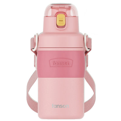 Stainless Steel Vacuum Flask With Strap And Large Capacity Water Bottle
