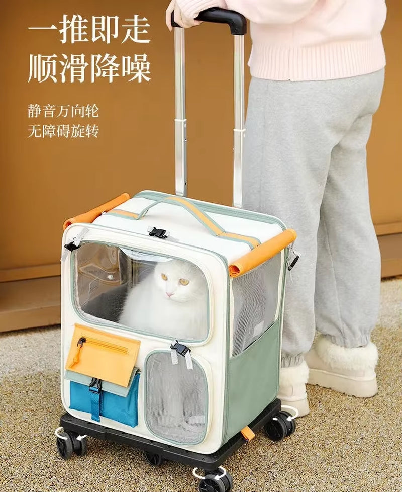 Extra Large Portable Pet Trolley Case, Detachable Dog Trolley Case, Large Foldable Pet Bag Cat Travel Carrier Bag
