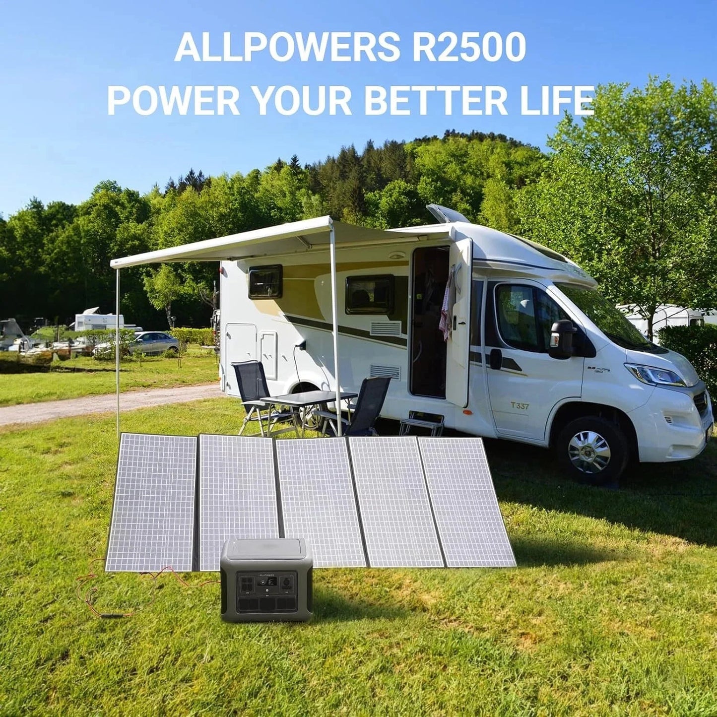 R2500 Portable Solar Generator Kit, 400W Foldable Solar Panel with 2016Wh Lifepo4 Battery Portable Power Station 2500W [Shipping Separately]