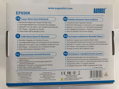 EP650 Bluetooth over Ear Wireless Stereo NFC 3.5Mm Headphones with Rechargeable Battery, Multipoint and Built-In Microphone for Mobile Phones, Iphone, Ipad, Laptops, Tablets, Smartphones - Gold