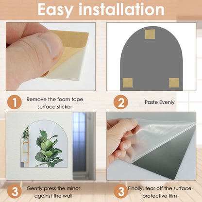 4 Pcs Full Length Acrylic Mirror Set Self Adhesive Acrylic Mirror DIY Flexible Mirror Stickers for Living Room Bathroom Decor