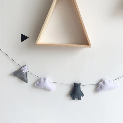 Nordic Felt Cloud Garland Bunting Kids Baby Room Nursery Hanging Wall Decor Wall Hanging DIY Home Decoration